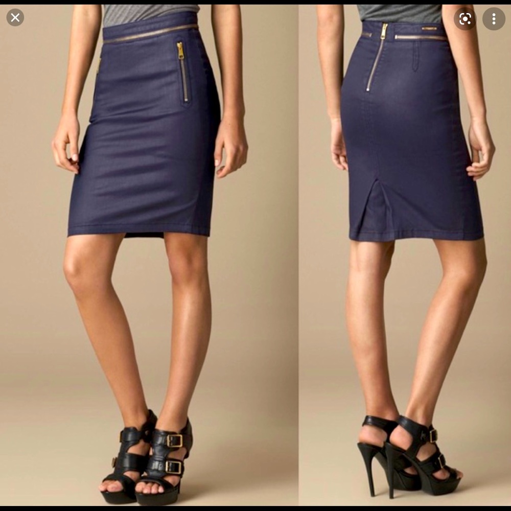 Authentic Burberry Brit waxed denim pencil skirt